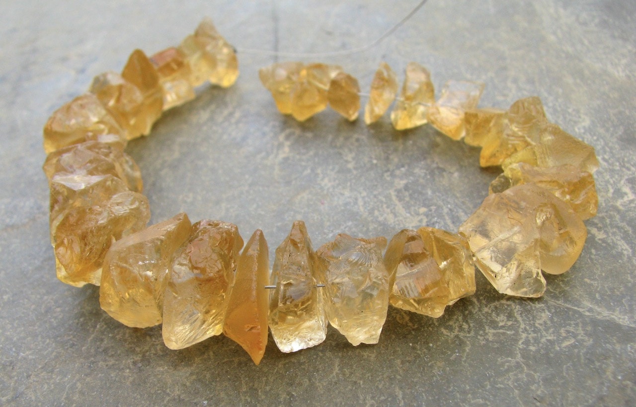 Citrine Center Drilled Nuggets Full Strand (4w26)