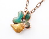 Brown Bird on Blue Flower Necklace