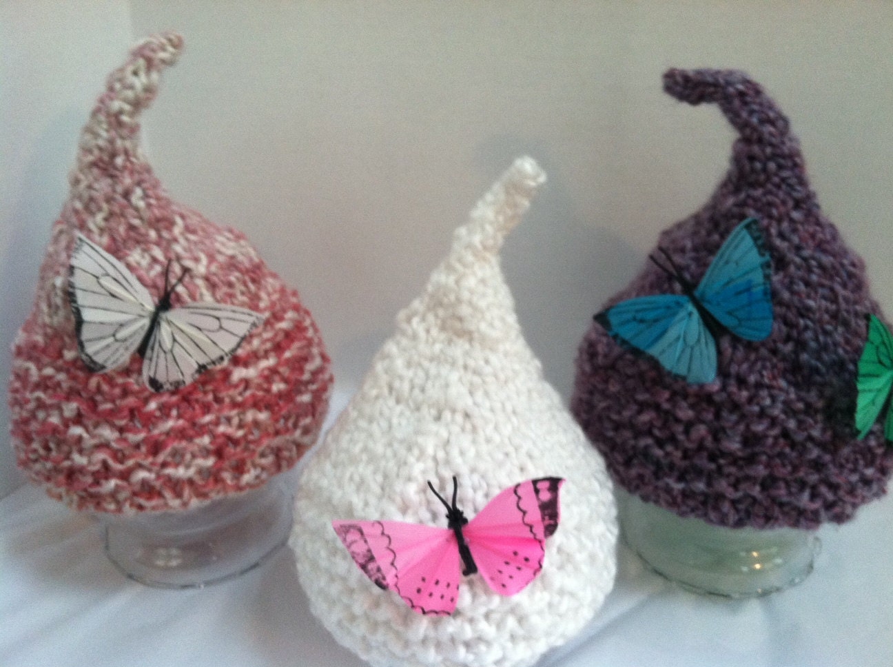 BABY HAT BUTTERFLY Elf Hat with Butterfly Pixie Newborn Baby,  Photography Prop