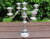 Large Antique Silver Candelabra, 19" Tall