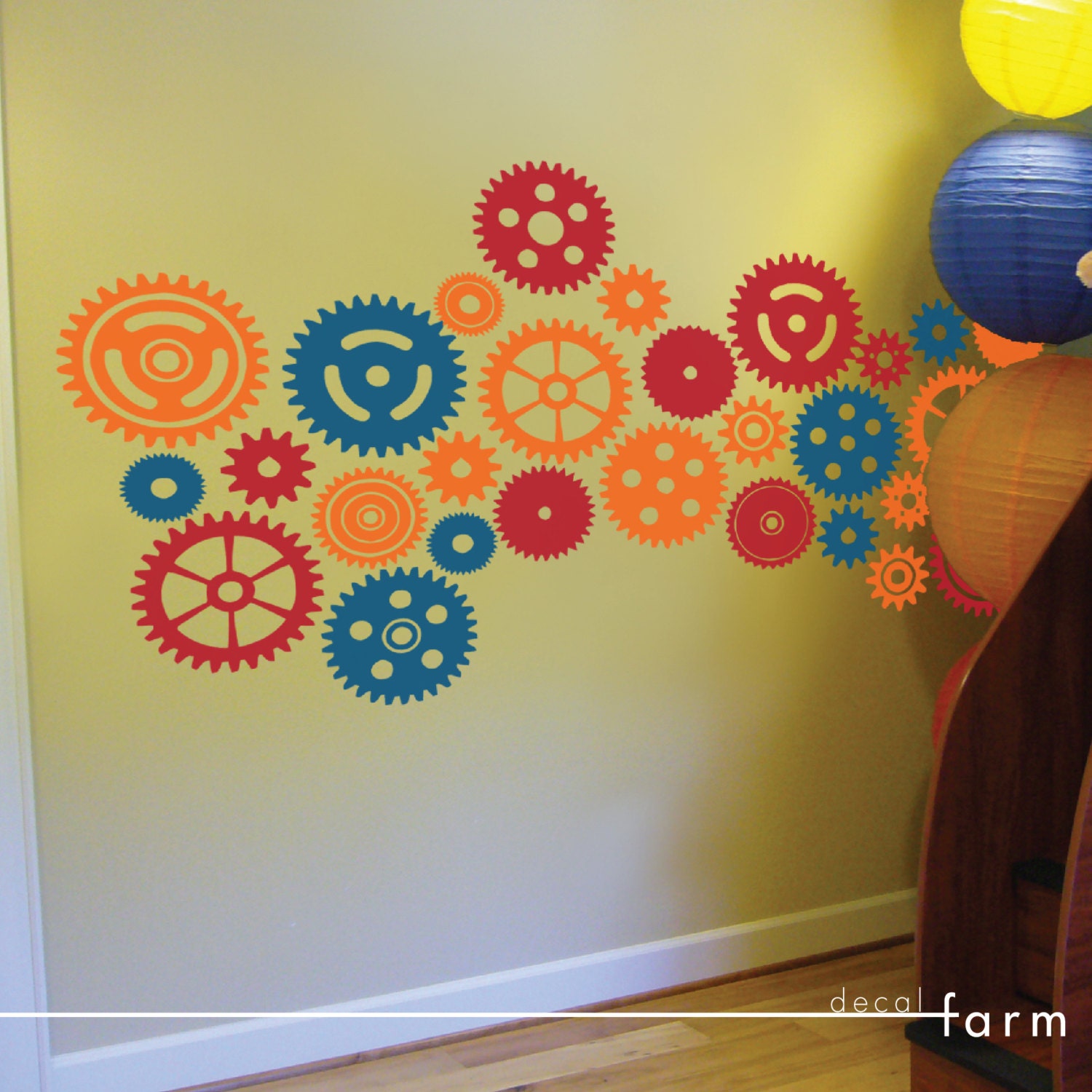 Gears and Cogs, Three Color Set - Vinyl Wall Art Decal Sticker