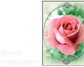 ROYALTY FREE Printable Greeting Card Red Rose in Frame Victorian Style Blank Inside Large Digital JPEG file Free Shipping - Instant Download