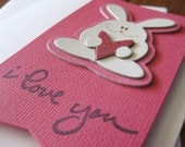 i love you with bunny rabbit - Handmade Greeting Card