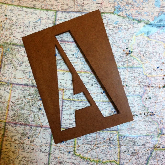 Letter A wall hanging vintage oil board stencil home decor