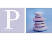 Letter P Periwinkle pebbles  Fine Art Digital Photographic Print 9"x17" inches