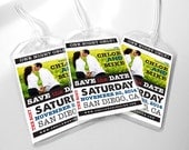 15 Custom Save The Date Wedding Luggage Tags - Vintage Modern Concert Poster