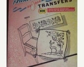 SALE-- Uncut,Aunt Martha's Hot Iron Transfer, 3603--Crewel Embroidery, Deer, Flowers