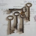 5 vintage iron skeleton keys, antique keys, group 2, heart key, vintage skeleton keys, skelton keys, primitive rustic keys,