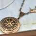 GUIDANCE antiqued brass vintage style compass locket necklace