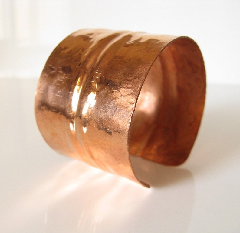 Fold formed copper cuff bracelet on Etsy