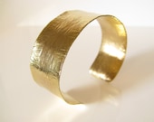 Gold brass cuff bracelet hand forged lines on Etsy