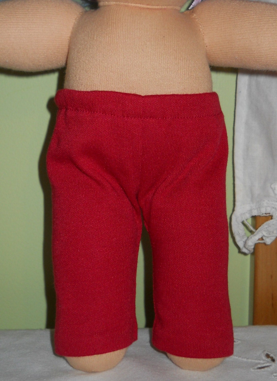 Red Leggings -  Waldorf Doll Clothes - 10 Inch Bamboletta Little Buddy Size LB