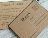 Postcard mailable save the date rustic invitation, set of 14