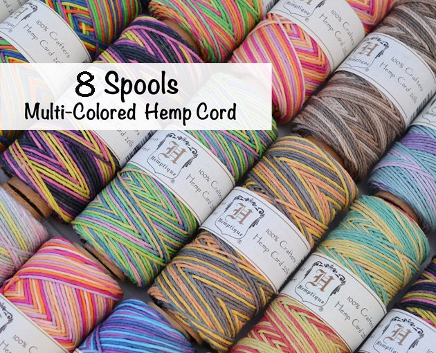 Multi Colored Hemp Cord, 8 Spools, Choose The Colors,  1mm Cord, Neon Hemp,  Friendship Bracelet Cord
