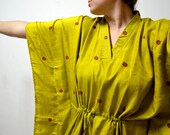 Lime Green Silk Kaftan -Loungewear, Silk Robe, Caftan, Spa, Perfect long dress, beachwear, make great Anniversary or Birthday gift
