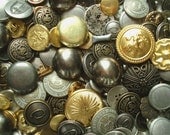 Mixed metal button grab bag, 40 silver & gold tone new-old-stock buttons