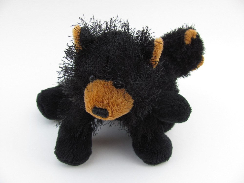 black bear conjoined parasitic twins stuffed toy, recycled stuffed toy soft sculpture