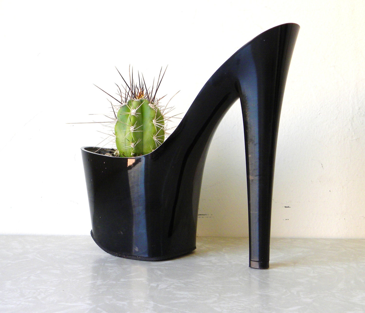 Devil Woman. stiletto cactus planter. eco friendly gift. repurposed and upcycled high heel shoe