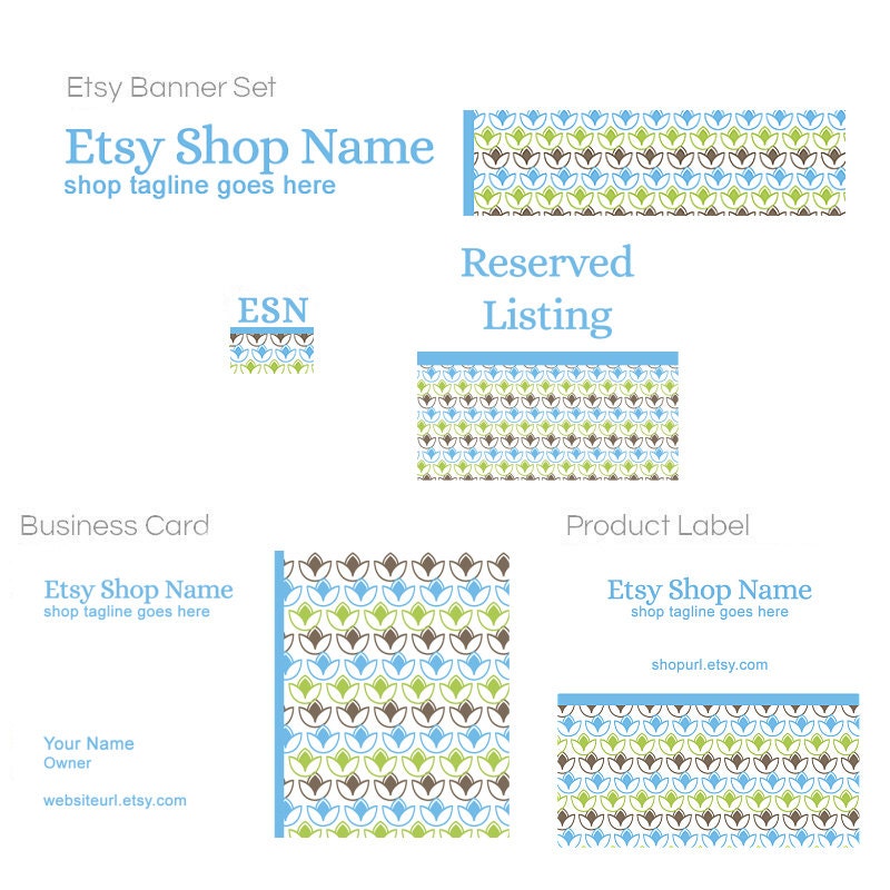 Etsy Banner Set With Business Card and Product Label Designs -  Chic1-03PS