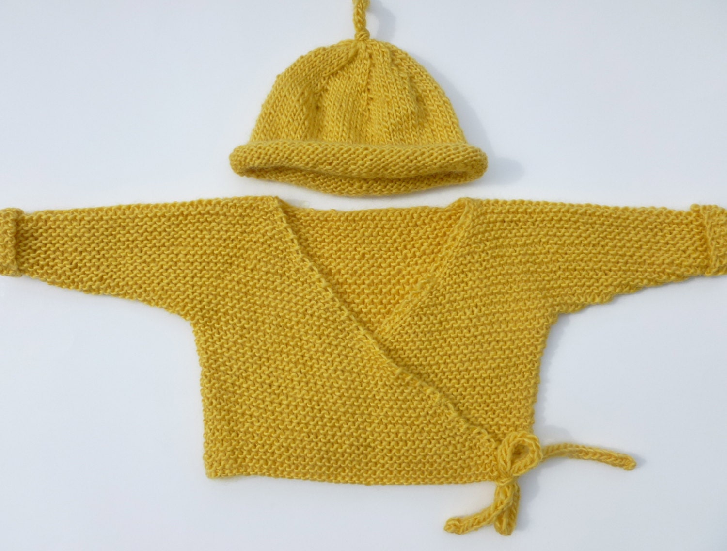 Baby Kimono sweater with matching hat  size 0-3 months