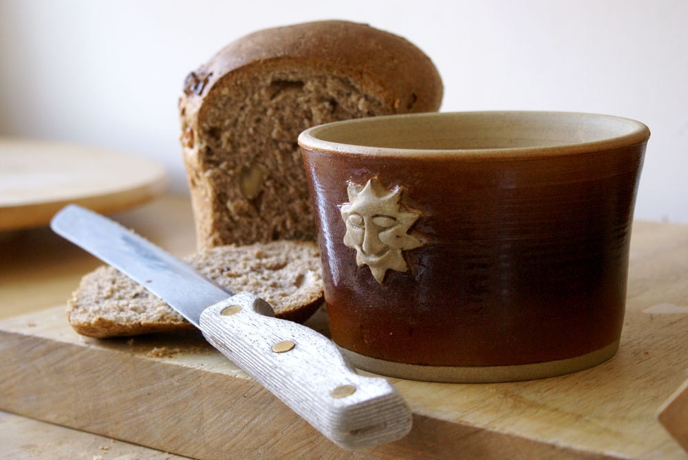 Made to order - Sun and moon stoneware bread bakers in your choice of colour