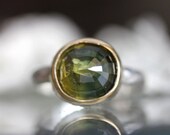 Rose Cut Yellow-green Sapphire Cocktail Ring - Ready To Ship
