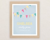 Printable Personalized Nursery Wall Art. Bright Buntings. Girl or Boy. Il_170x135