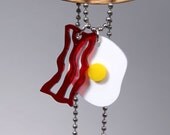 Tiny Egg and Bacon Acrylic Necklace - Fake Food Jewelry