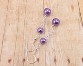 Earrings - Violet Purple Glass Pearls with Aurora Borealis Glass Beads - Grape - Medium Purple