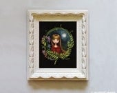 Woodland girl - Lost in the Wildwood print on Somerset Velvet - little red riding hood inspired art by Marisol Spoon