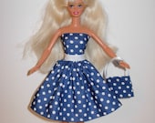 CUTE polka dress and bag 4 barbie doll