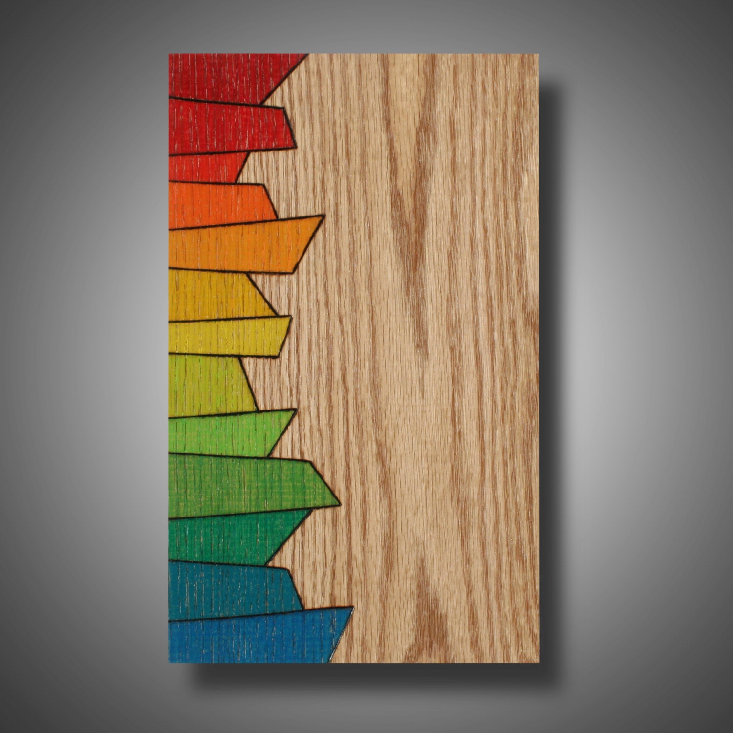 Modern Abstract Art, Woodburned Design Colored with Prismacolor Pencil, "The Edge of All Things" 7.25" x 11.75"