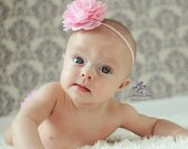 Fabric Flower on Itty Bitty Headband - Newborns Toddlers Tweens Adults photo prop- 18 Colors to Choose From