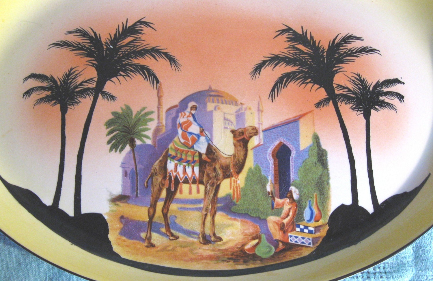 Antique Arab on Camel Desert Scene Champer Pot Set Bursley - Huge 12 Pc Basin & Vanity Set