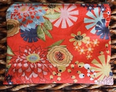 Zippered Pouch with Retro Flower Design