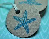 Beach Wedding Tags - 50 Tags - Hand Stamped Starfish