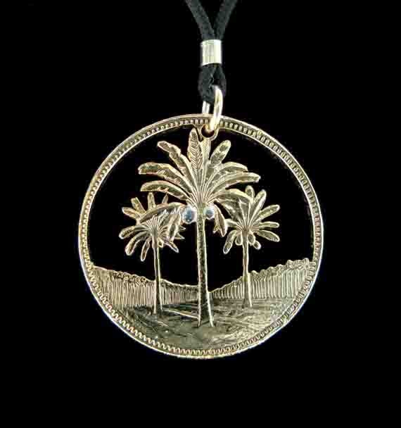 Cut Coin Jewelry - Iraq - Palm Trees - Pendant