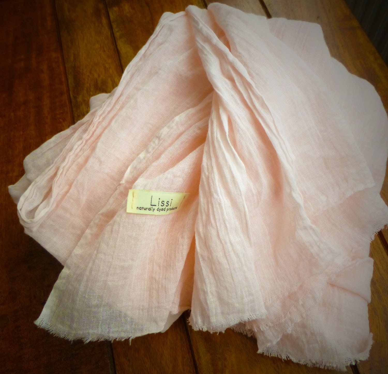Blush Pink Lightweight Long Extra Wide Cotton Scarf - Womens Organic Spring Fashion Accessory - Naturally Dyed Summer Scarf