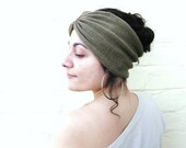 Knit headband, olive hair turban, womens accessory, spring summer 2013