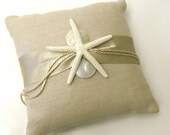 Beach Wedding Ring Bearer Pillow with Starfish
