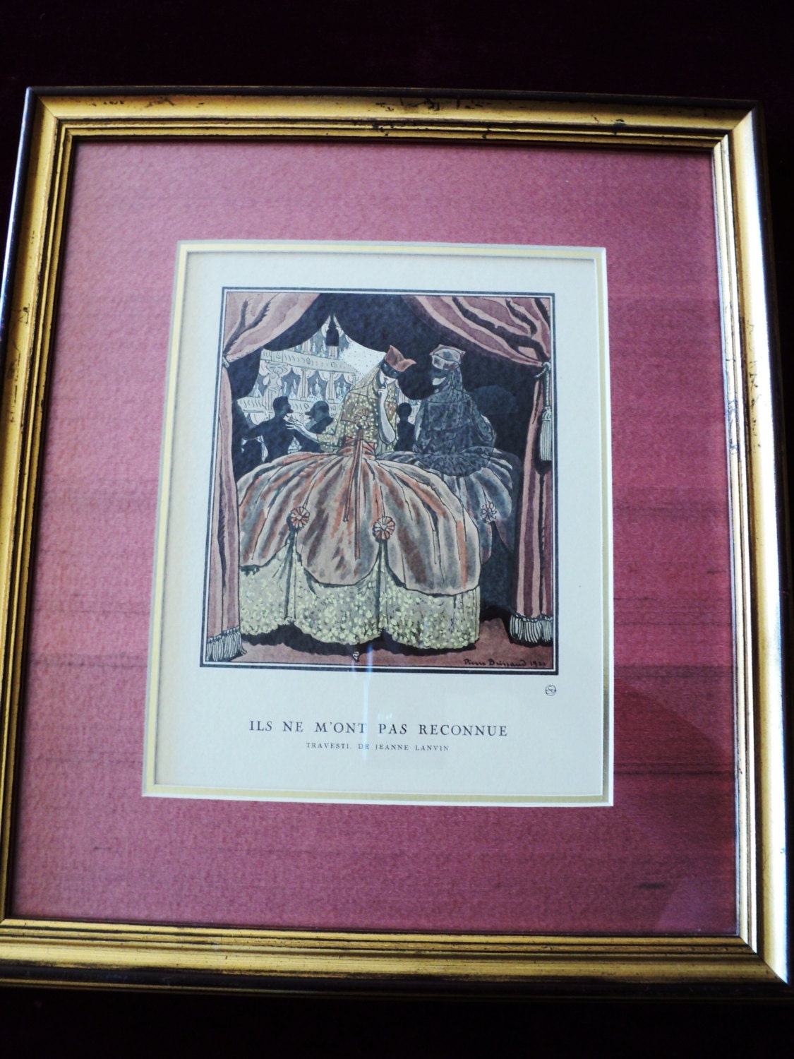 Art Deco Framed print French "Gazette du Bon Ton" high fashion magazine Jeanne Lanvin Masquerade 1921