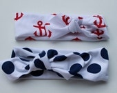 Nautical Print- Set of TWO Retro BABY Headbands