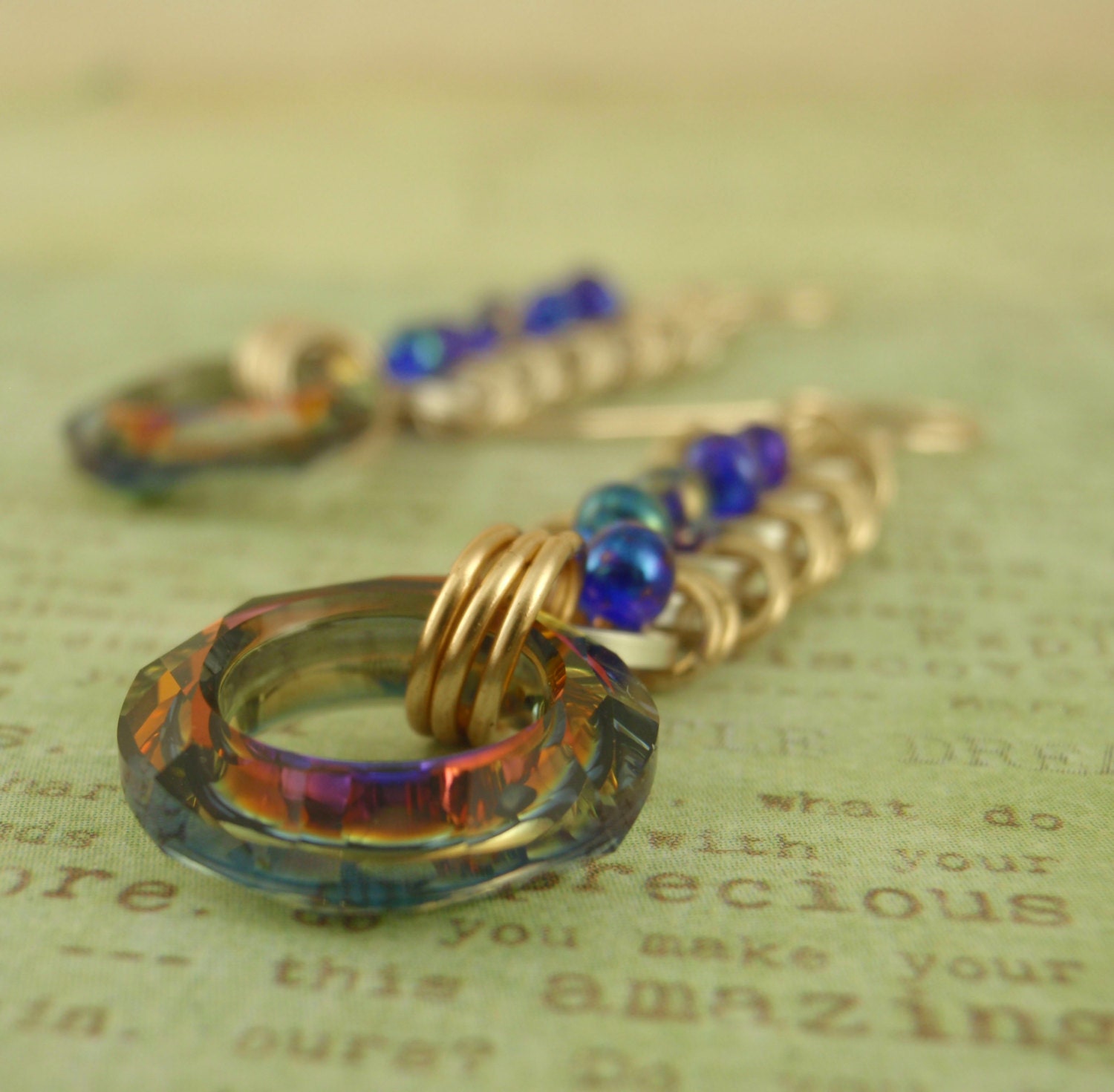 Crystal Volcano, Silver Filled and 14kt Yellow Gold Filled Earrings KIT - Stunning Chainmaille Dangles