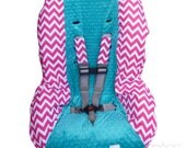 Chunky Hot Pink Chevron with Teal Toddler Carseat Cover