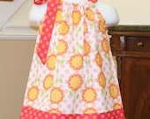 dot flower Pillowcase dress for toddler baby girls pink, orange, green, yellow, white,  polka dot, toddler dress 3 to 24 mo 2t, 3t, 4T