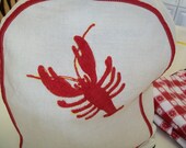 SALE - Midcentury linen mixer cover, 1960s, 1950s, kitchen, linen, cover, red, lobster, coastal, island, cottage chic