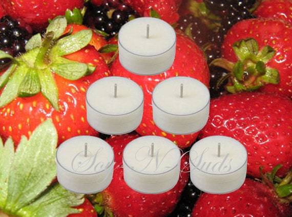 Scented Tea Lights // TANGERINE-N-BERRIES // 6 Pack Homemade Soy Candles // Dye Free