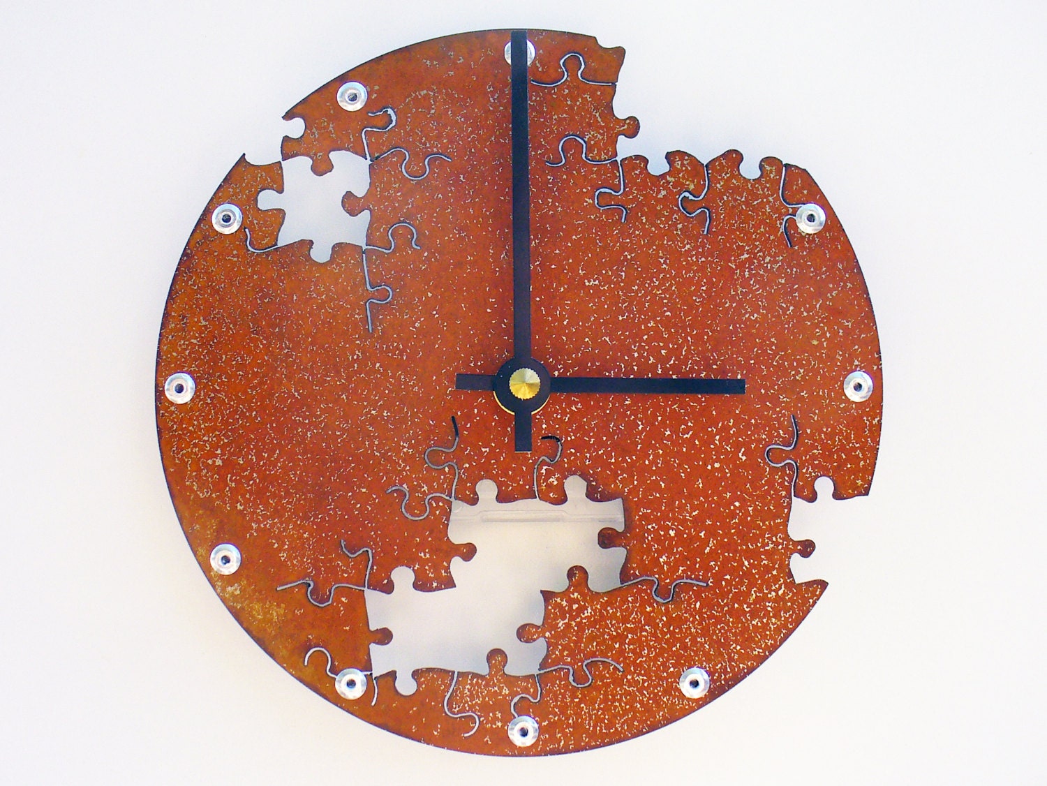 Puzzle Wall Clock IV (Small Rusted)