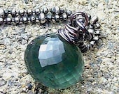 Eve Necklace...Moss Aquamarine and Oxidized Sterling Silver