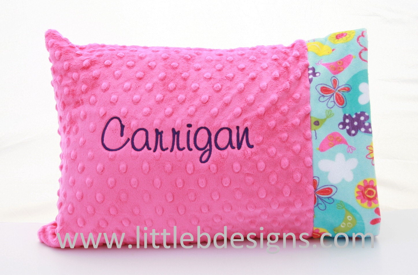 Personalized Minky Toddler Pillow Case and Pillow- Over 24 Minky Colors to Choose From